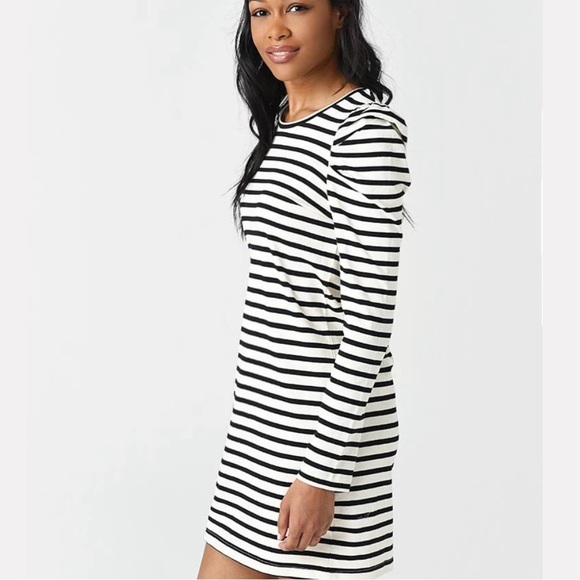 Rebecca Minkoff Gray/Green and White Striped Long Sleeve Dress - Picture 3 of 12
